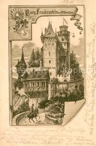 AK / Ansichtskarte Eberstadt_Darmstadt Burg Frankenstein im Mittelalter Eberstadt_Darmstadt