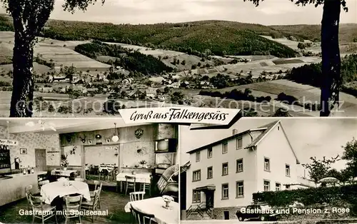 AK / Ansichtskarte Falken Gesaess Totalansicht und Gasthaus und Pension Zur Rose Innen  und Aussenansicht Falken Gesaess