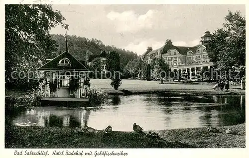 AK / Ansichtskarte Bad_Salzschlirf Hotel Badehof mit Goldfischweiher Bad_Salzschlirf