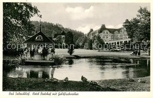 AK / Ansichtskarte Bad_Salzschlirf Hotel Badehof mit Goldfischweiher Bad_Salzschlirf