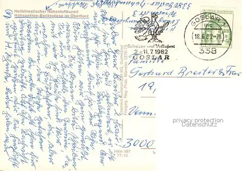 AK / Ansichtskarte Hahnenklee Bockswiese_Harz Heilklimatischer Hoehenluftkurort Hahnenklee Bockswiese