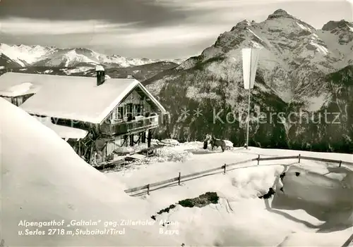 AK / Ansichtskarte Fulpmes_Tirol Alpengasthof Galtalm gegen Zillertaler Alpen Serles Stubaital Winterpanorama Fulpmes Tirol