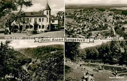 AK / Ansichtskarte Rengsdorf Hotel Zur Linde Fliegeraufnahme Almblick Schwimmbad Rengsdorf