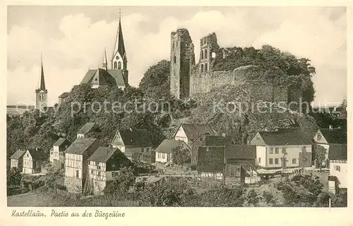 AK / Ansichtskarte Kastellaun_Hunsrueck Partie an der Burgruine Kastellaun_Hunsrueck