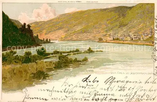 AK / Ansichtskarte Assmannshausen_Rhein Panorama Kuenstlerkarte Assmannshausen Rhein