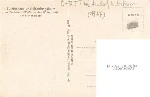 AK / Ansichtskarte Woltersdorf_Erkner Bundeshaus und Erholungsheim des Dt EC Verbandes  Woltersdorf Erkner