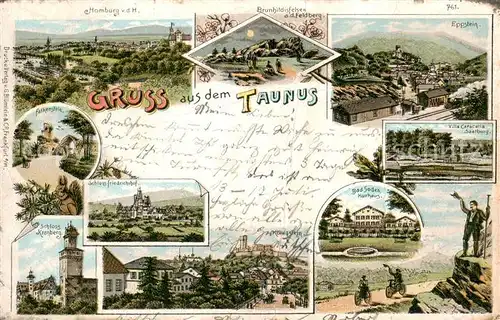 AK / Ansichtskarte Homburg_Bad Brunhildesfelsen Eppstein Falkenstein Schloss Friedrichshof Schloss Kronberg Bad Soden Kurhaus Villa Cafeteria Saalburg Homburg_Bad