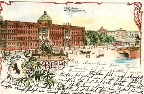 AK / Ansichtskarte Berlin Koenigl Schloss mit Schlossbrunnen Berlin