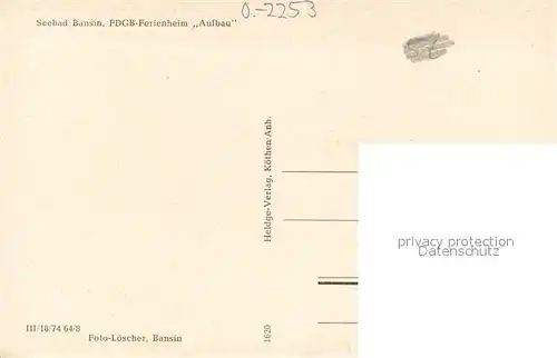 AK / Ansichtskarte Bansin_Ostseebad FDGB Ferienheim Aufbau Bansin_Ostseebad