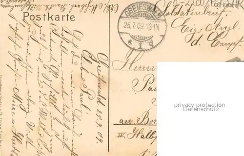 AK / Ansichtskarte Greifswald Soldatenbrief Greifswald