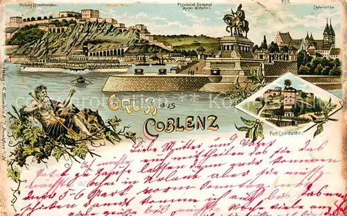 AK / Ansichtskarte Coblenz_Koblenz Festung Ehrenbreitstein Provinzial Denkmal Kaiser Wilhelm I Castorkirche Fort Constantin Coblenz_Koblenz