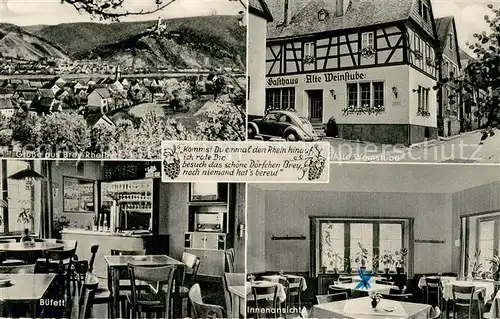AK / Ansichtskarte Brey Panorama Gasthaus Alte Weinstube Bueffet Innenansicht Brey
