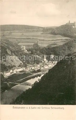 AK / Ansichtskarte Balduinstein Panorama mit Schloss Schaumburg Balduinstein