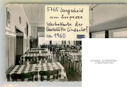 AK / Ansichtskarte Langscheid_Sorpesee Gaststaette Lindenhof Langscheid Sorpesee