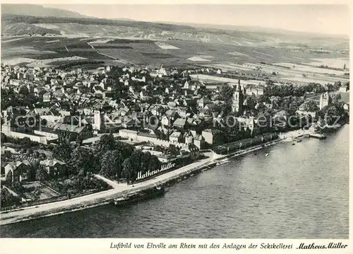 AK / Ansichtskarte Eltville_Rhein Fliegeraufnahme mit den Anlagen der Sektkellerei Matheus Mueller Eltville_Rhein