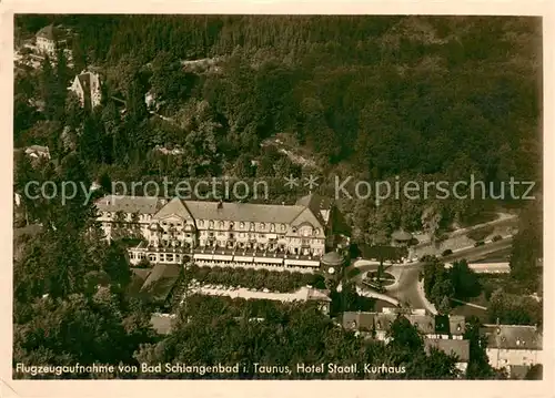 AK / Ansichtskarte Bad_Schlangenbad_Taunus Hotel Staatl Kurhaus Fliegeraufnahme Bad_Schlangenbad_Taunus
