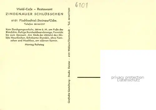 AK / Ansichtskarte Fischbachtal_Odenwald Wald Cafe Zindenauer Schloesschen Fischbachtal Odenwald