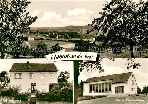 AK / Ansichtskarte Hamm_Sieg Raiffeisenhaus evgl. Gemeindehaus Gesamtansicht Hamm_Sieg