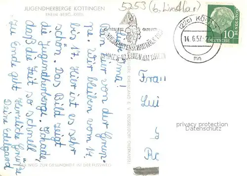 AK / Ansichtskarte Lindlar Jugendherberge Koettingen Lindlar