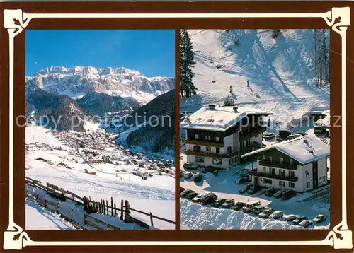 AK / Ansichtskarte Selva_Wolkenstein_Val_Gardena Garni Pension Gaestehaus Schenk Winterpanorama Alpen 