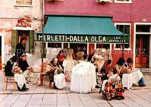 AK / Ansichtskarte Burano Dalla Olga Merletti d Arte Spitzenstickerei Handarbeit Burano