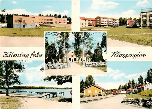 AK / Ansichtskarte Morgongava Teilansichten Promenade am See 