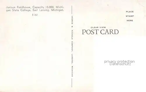 AK / Ansichtskarte Michigan_US State Jenison Fieldhouse State College East Lansing Air view Michigan_US State