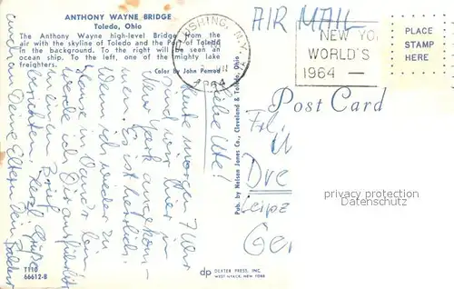 AK / Ansichtskarte Toledo_Ohio Anthony Wayne Bridge Air view Toledo_Ohio