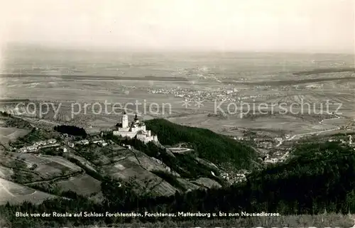 AK / Ansichtskarte Forchtenau Blick von der Rosalia auf Schloss Forchtenstein Mattersburg und Neusiedlersee Forchtenau