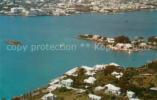 AK / Ansichtskarte Bermuda Aerial view of Paget Showing City of Hamilton Bermuda