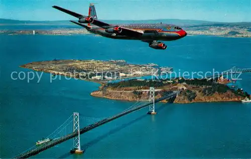 AK / Ansichtskarte San_Francisco_California Flying with American Airlines over Treasure Island 