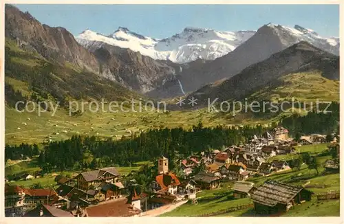 AK / Ansichtskarte Adelboden Gesamtansicht mit Steghorn Wildstrubel Fizer Berner Alpen Adelboden
