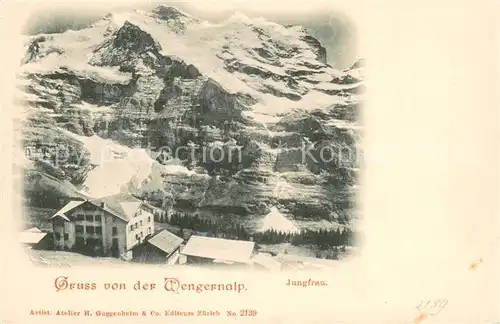 AK / Ansichtskarte Wengernalp_BE Berghaus mit Blick zur Jungfrau Berner Alpen 