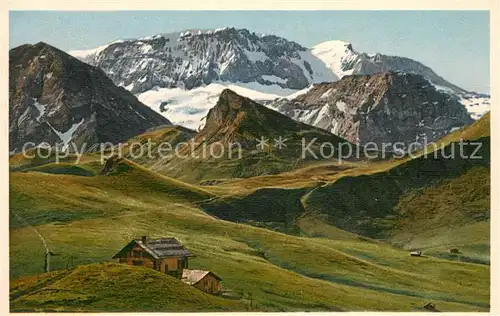 AK / Ansichtskarte Lenk_Simmental Hahnenmoospass Berghuette Wildstrubel Berner Alpen Lenk Simmental