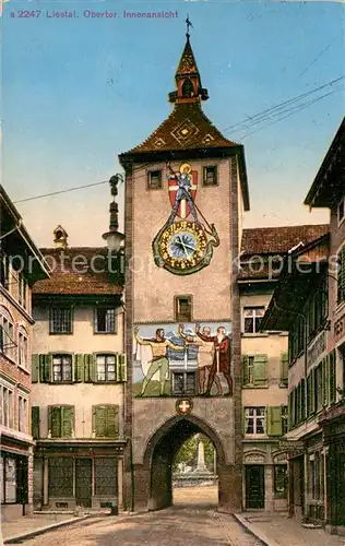 AK / Ansichtskarte Liestal Obertor Fassadenmalerei Turmuhr Liestal