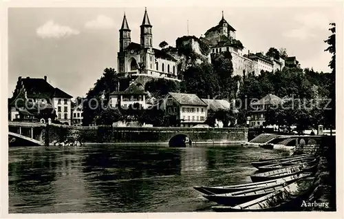 AK / Ansichtskarte Aarburg_AG Blick ueber die Aare zur Kirche und Festung Aarburg_AG