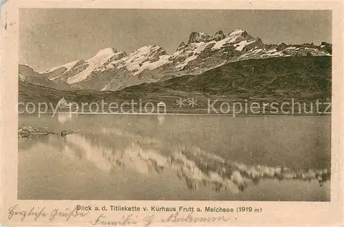 AK / Ansichtskarte Melchsee Frutt Blick auf Titliskette vom Kurhaus Frutt Wasserspiegelung Melchsee Frutt