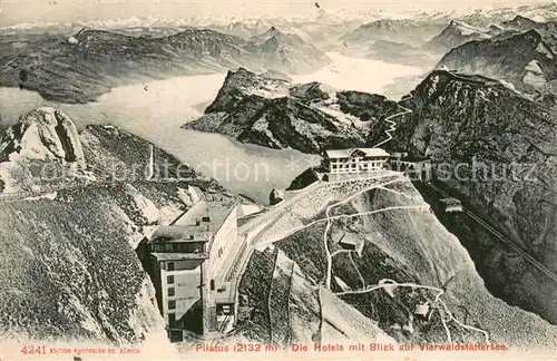 AK / Ansichtskarte Pilatus_Kulm_OW Berghotels mit Blick auf den Vierwaldstaettersee Alpenpanorama 
