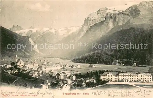 AK / Ansichtskarte Engelberg__OW Gesamtansicht mit Blick zum Titlis Urner Alpen 