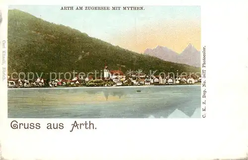 AK / Ansichtskarte Arth__SZ Blick ueber den Zugersee mit Mythen 