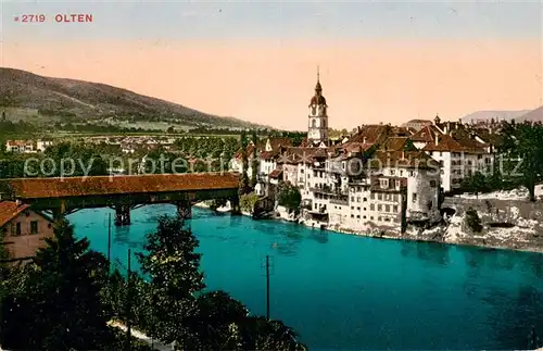 AK / Ansichtskarte Olten_SO Altstadt mit Holzbruecke ueber die Aaare 