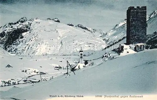 AK / Ansichtskarte Hospental Blick gegen Andermatt Winterpanorama Hospental