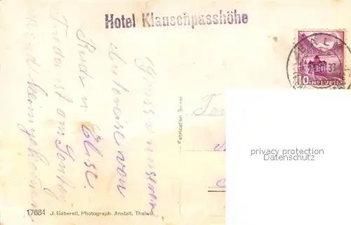 AK / Ansichtskarte Unterschaechen Hotel Klausenpasshoehe gegen Schaechental Nebelmeer Alpenpanorama Unterschaechen