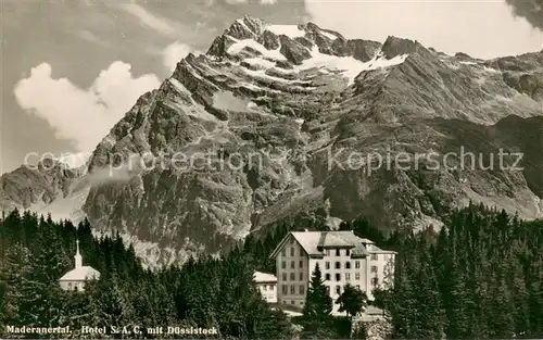 AK / Ansichtskarte Maderanertal Hotel SAC mit Duessistock Glarner Alpen Maderanertal