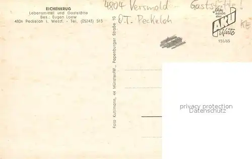 AK / Ansichtskarte Peckeloh Gaststaette Eichenkrug und Badeanstalt Peckeloh