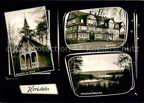 AK / Ansichtskarte Herbstein Rathaus Kapelle im Wald Schalksbachteiche Herbstein