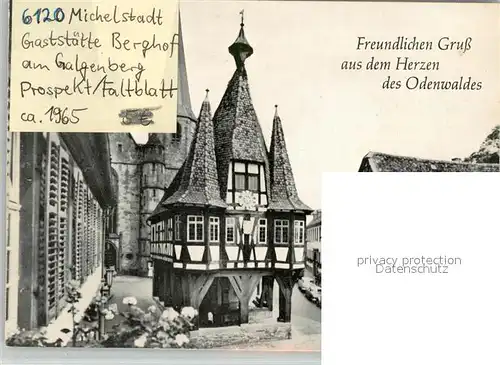 AK / Ansichtskarte Michelstadt Gaststaette Berghof am Galgenberg Prospekt Faltblatt Michelstadt