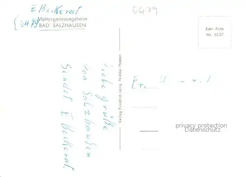 AK / Ansichtskarte Bad_Salzhausen Muettererholungsheim Aussenansicht Bad_Salzhausen