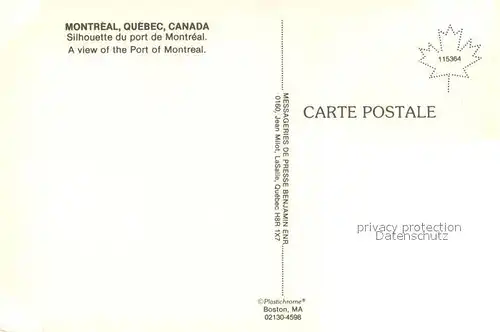 AK / Ansichtskarte Montreal_Quebec A view of the Port of Montreal Montreal Quebec