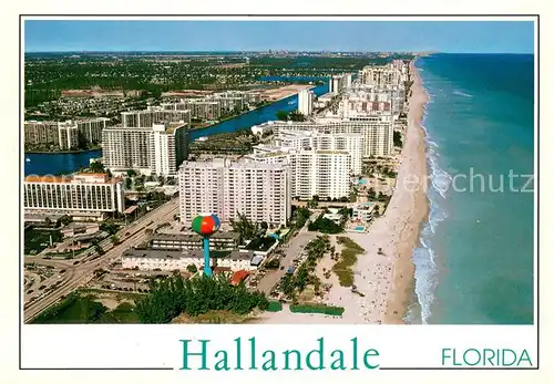 AK / Ansichtskarte Hallandale Fliegeraufnahme mit Water Tower and Hollywood Beach Hilton 
